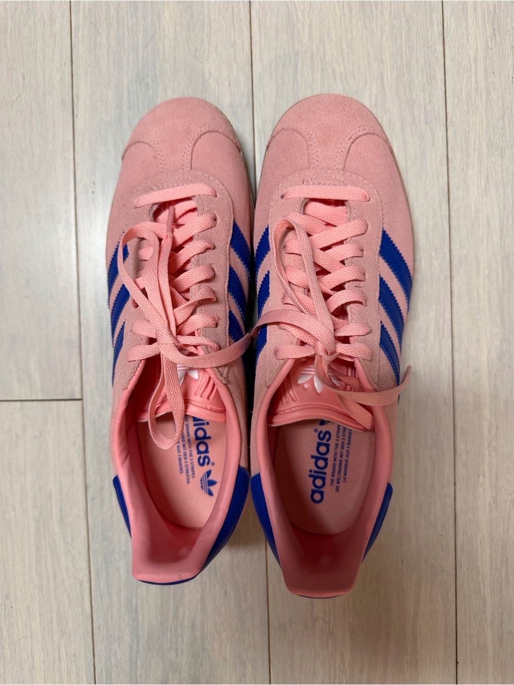 adidas Pink Suede Sneakers with Blue Stripes